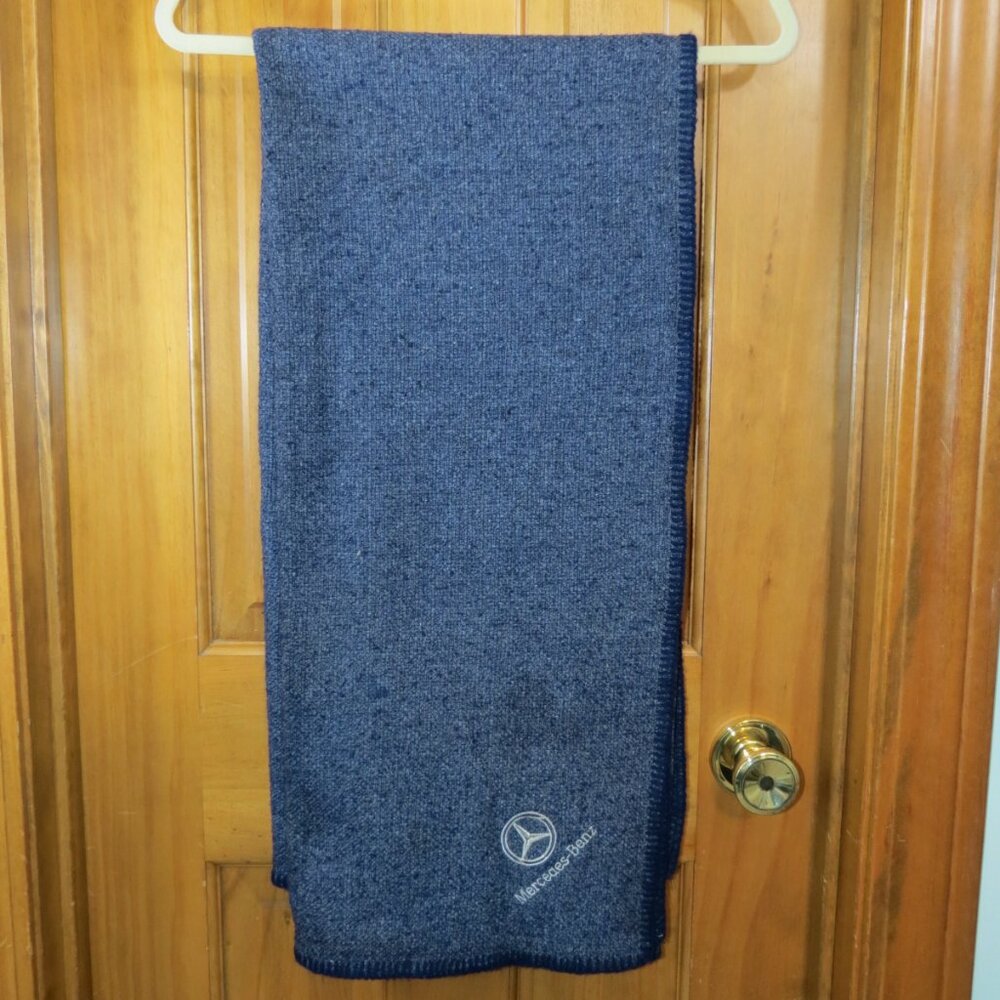 Mercedes Benz Faribault Mills Blanket Embroidered Logo Wool Heather Navy 48x56